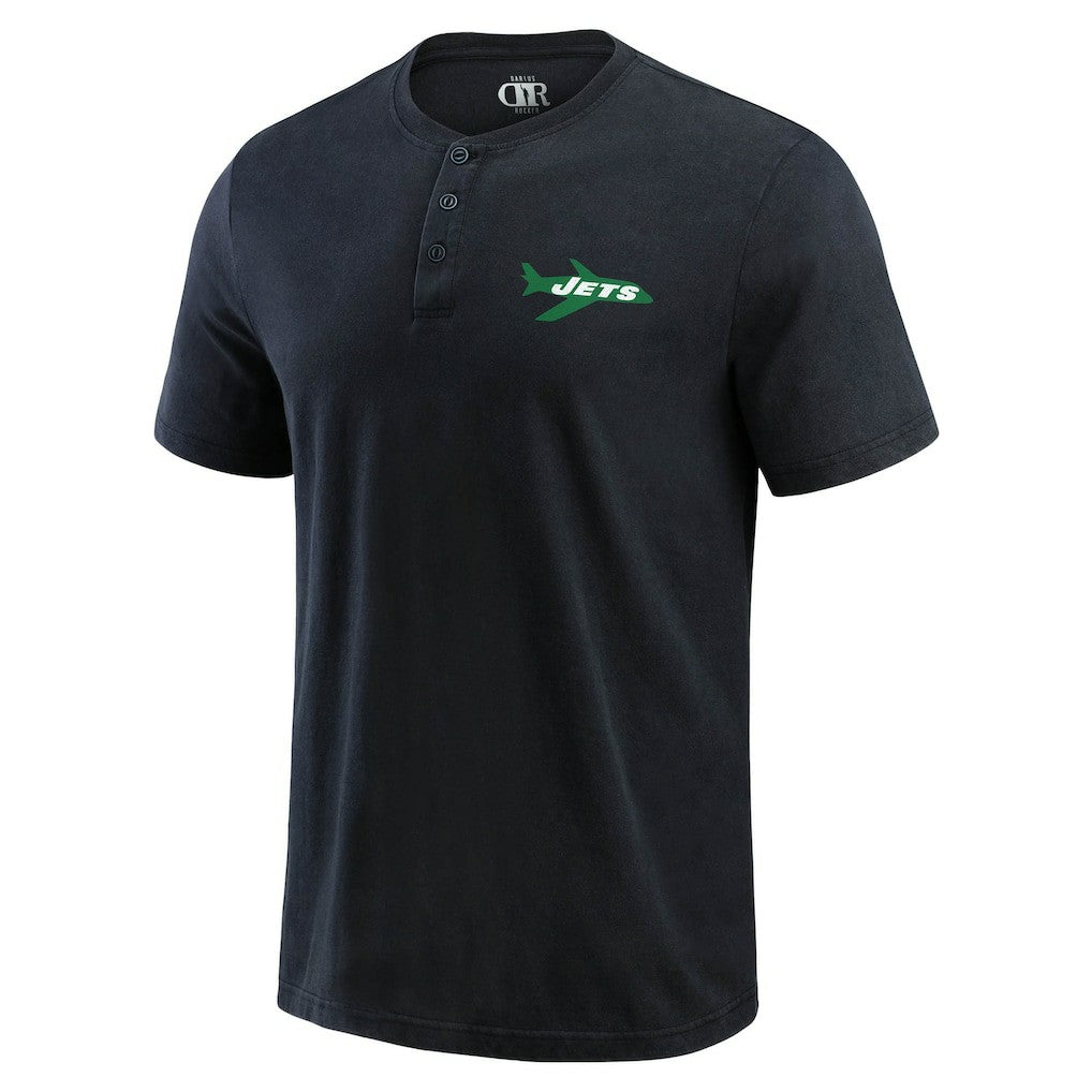 New York Jets Darius Rucker Collection Washed Henley T-Shirt - Black - Fanatics