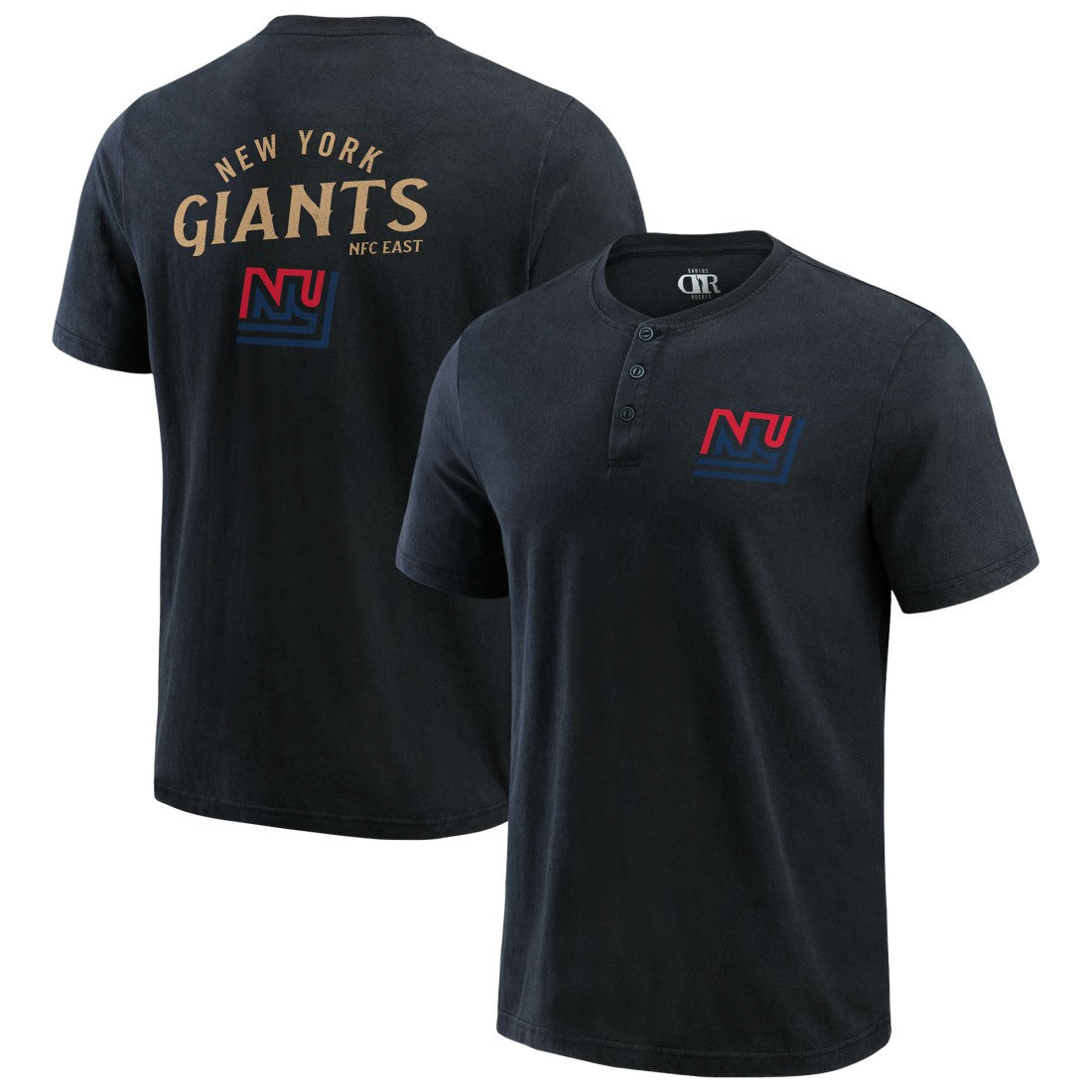 New York Giants Darius Rucker Collection Washed Henley T-Shirt - Black - Fanatics