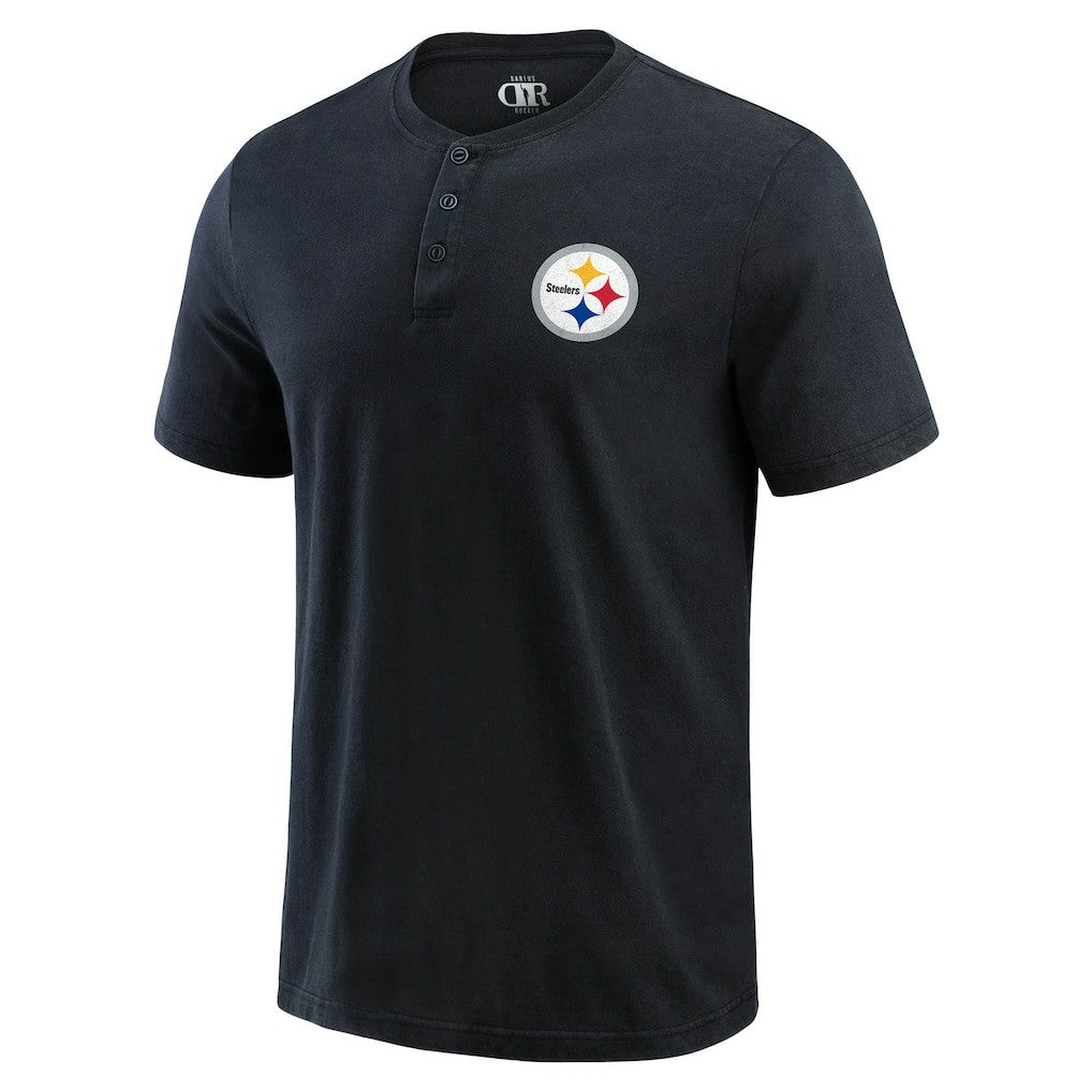 Pittsburgh Steelers Darius Rucker Collection Washed Henley T-Shirt - Black - Fanatics