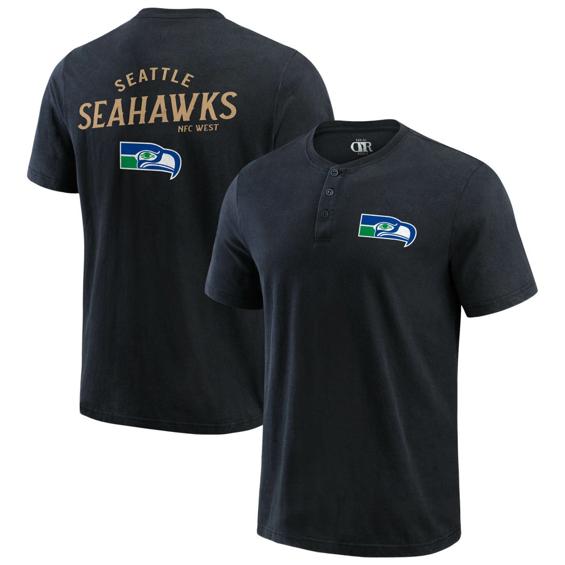 Seattle Seahawks Darius Rucker Collection Washed Henley T-Shirt - Black - Fanatics
