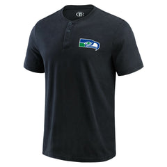Seattle Seahawks Darius Rucker Collection Washed Henley T-Shirt - Black - Fanatics