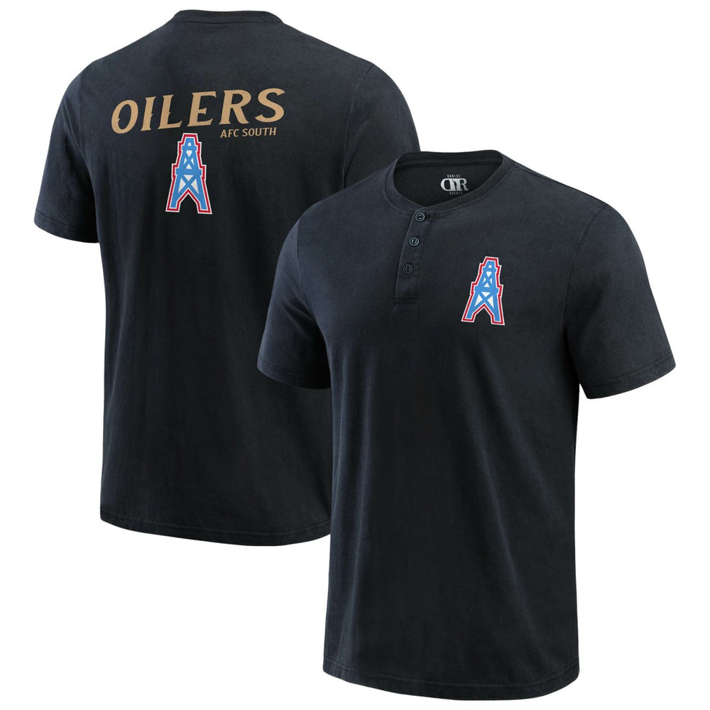 Tennessee Titans Darius Rucker Collection Washed Henley T-Shirt - Black - Fanatics