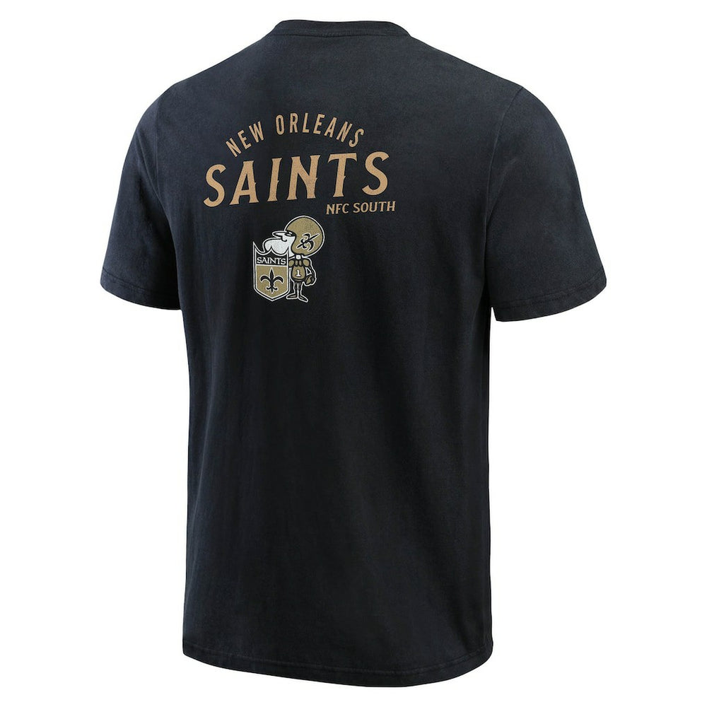 New Orleans Saints Darius Rucker Collection Washed Henley T-Shirt - Black - Fanatics