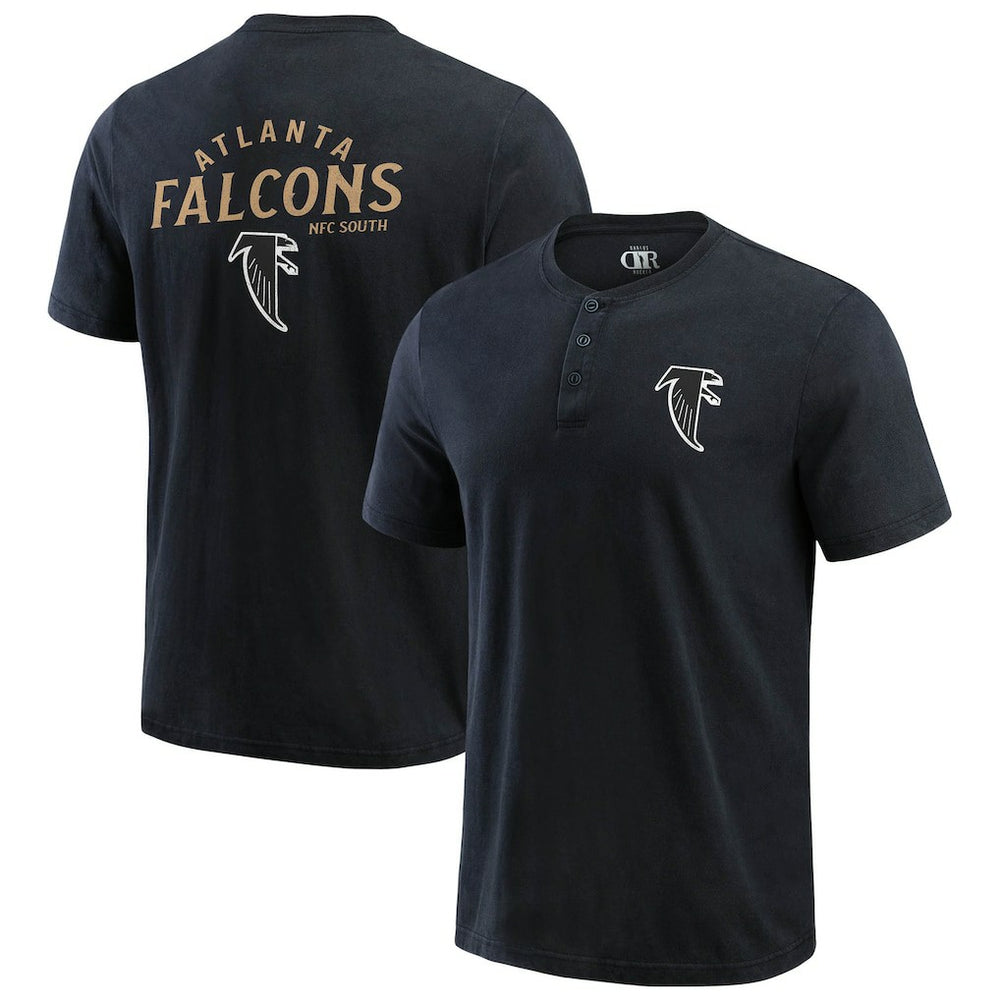 Atlanta Falcons Darius Rucker Collection Washed Henley T-Shirt - Black - Fanatics