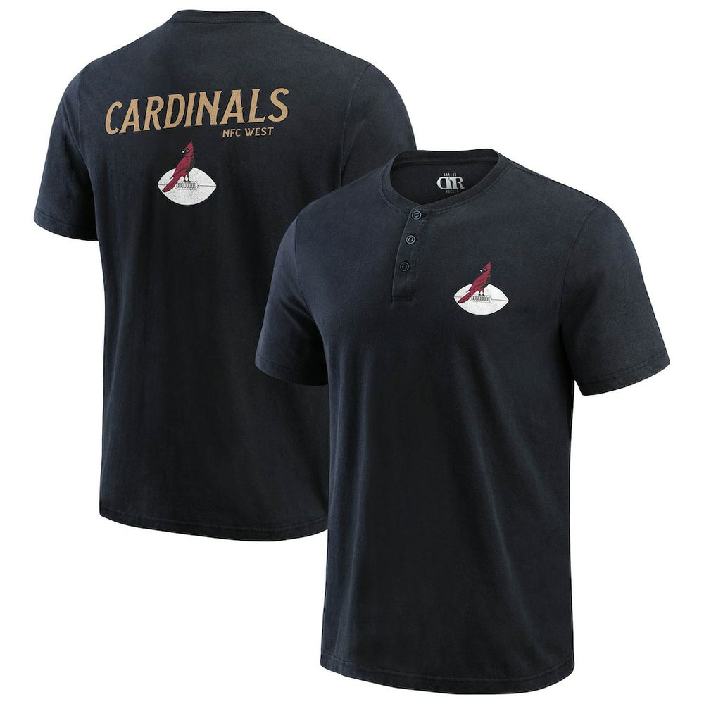 Arizona Cardinals Darius Rucker Collection Washed Henley T-Shirt - Black - Fanatics