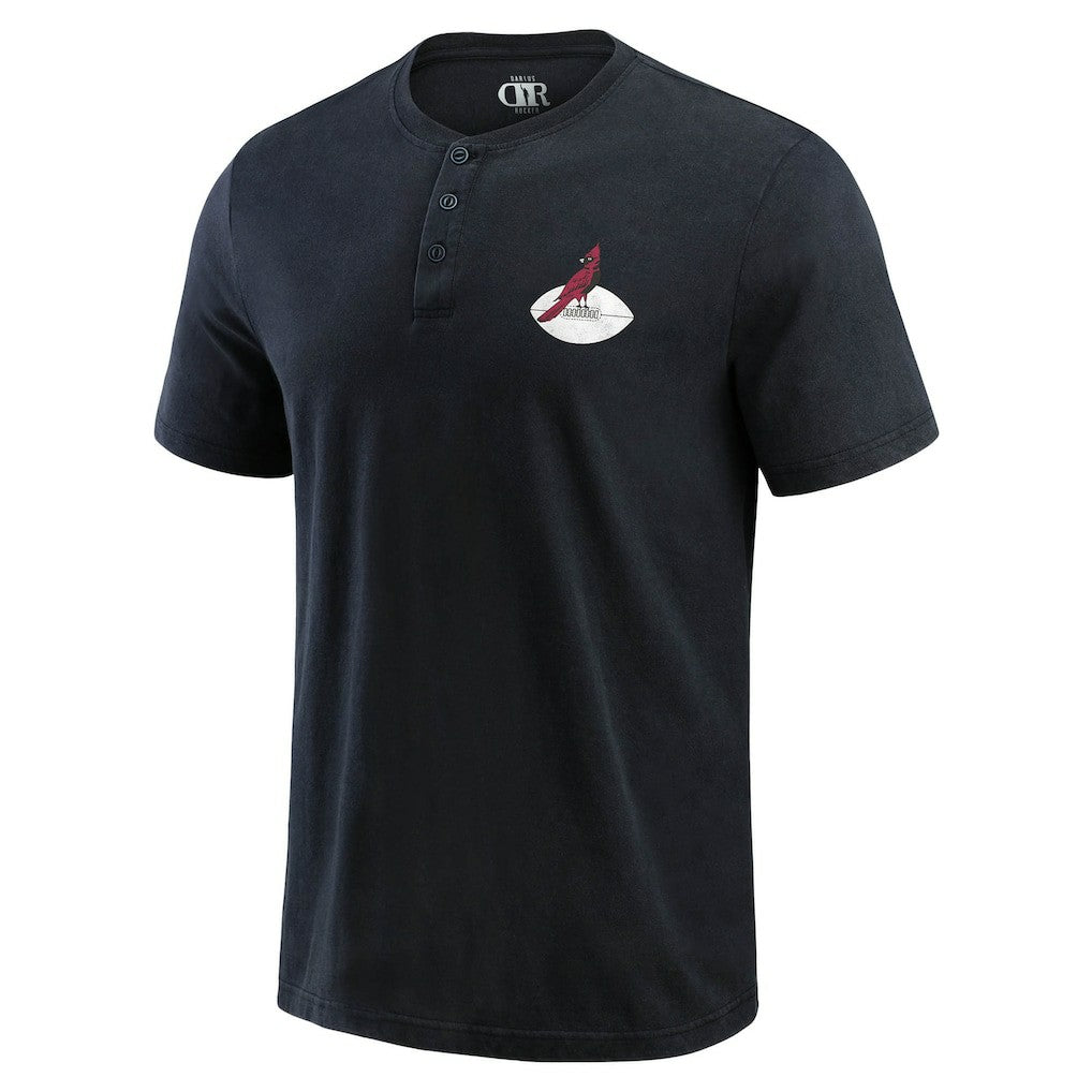 Arizona Cardinals Darius Rucker Collection Washed Henley T-Shirt - Black - Fanatics