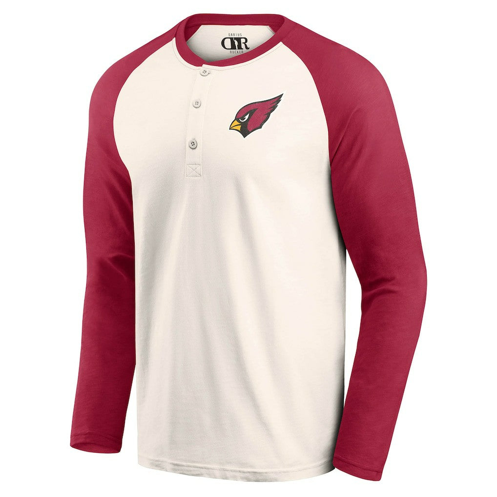 Arizona Cardinals Darius Rucker Collection Raglan Henley T-Shirt - Cream/Cardinal - Fanatics
