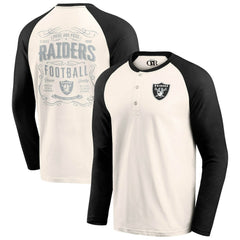 Las Vegas Raiders Darius Rucker Collection Raglan Henley T-Shirt - Cream/Black - Fanatics