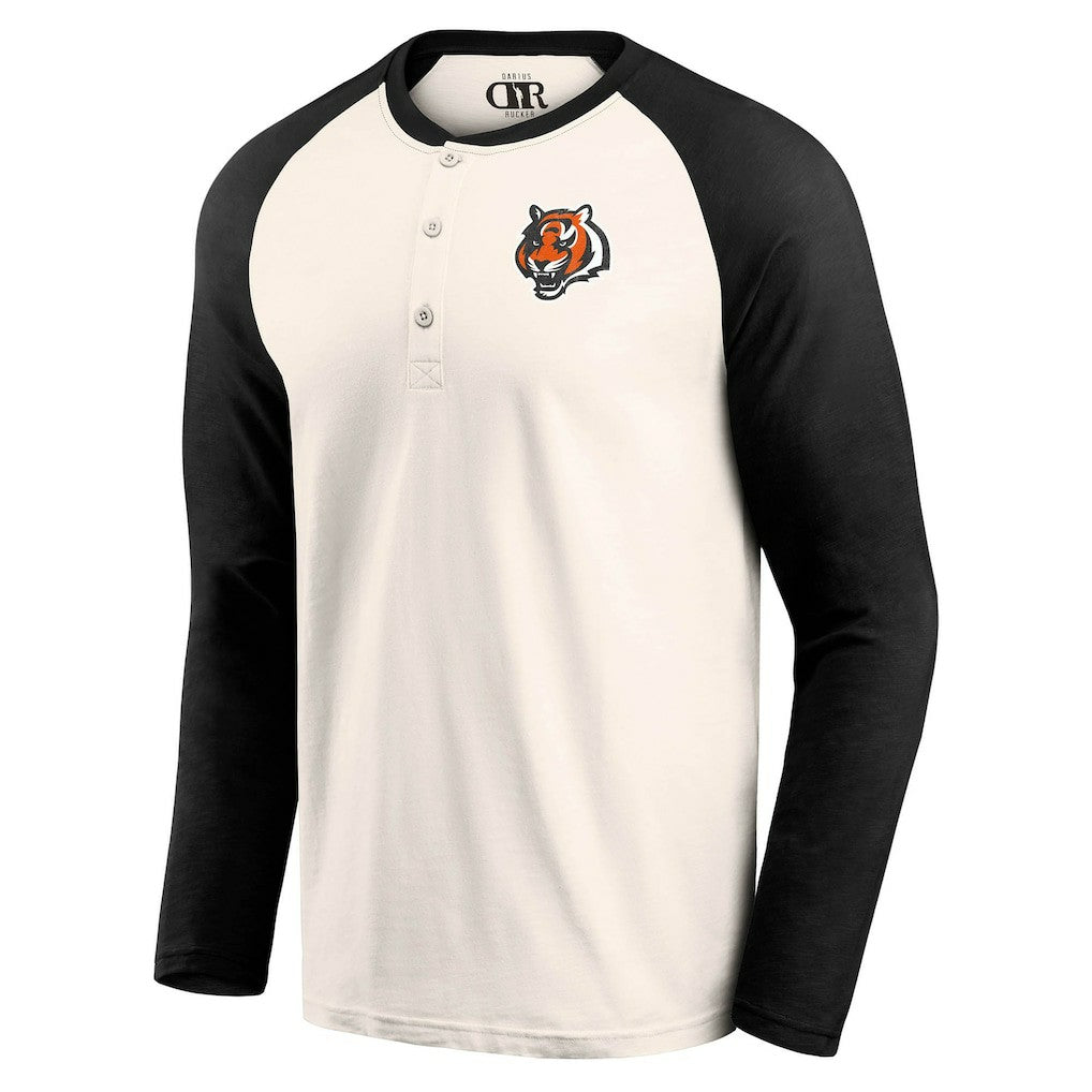 Cincinnati Bengals Darius Rucker Collection Raglan Henley T-Shirt - Cream/Black - Fanatics