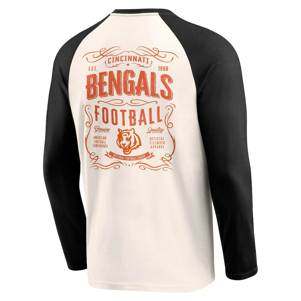 Cincinnati Bengals Darius Rucker Collection Raglan Henley T-Shirt - Cream/Black - Fanatics