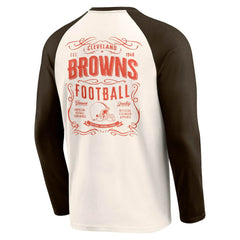 Cleveland Browns Darius Rucker Collection Raglan Henley T-Shirt - Cream/Brown - Fanatics