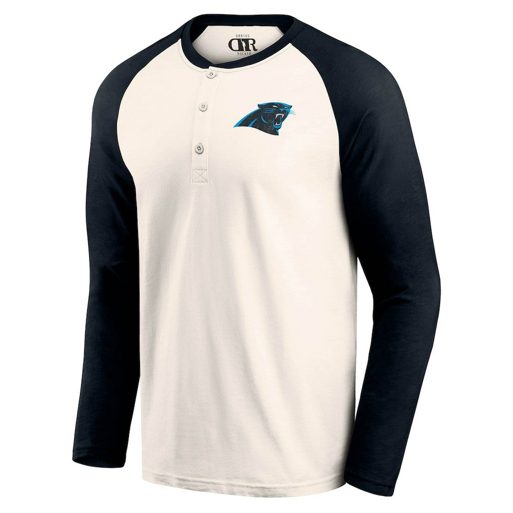 Carolina Panthers Darius Rucker Collection Raglan Henley T-Shirt - Cream/Black - Fanatics