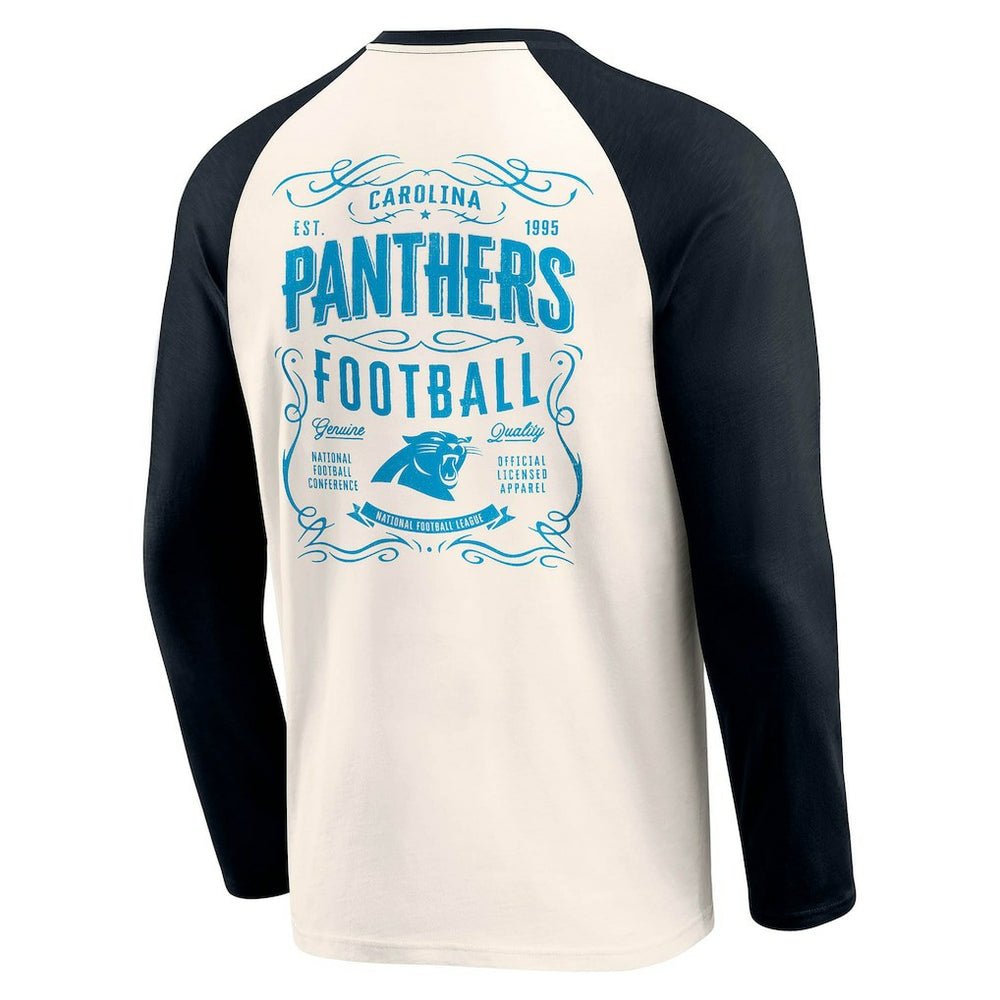 Carolina Panthers Darius Rucker Collection Raglan Henley T-Shirt - Cream/Black - Fanatics
