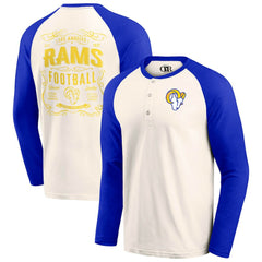 Los Angeles Rams Darius Rucker Collection Raglan Henley T-Shirt - Cream/Royal - Fanatics