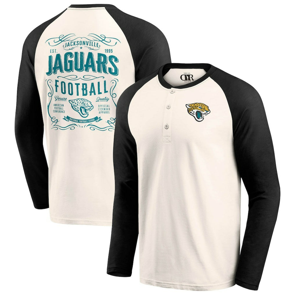 Jacksonville Jaguars Darius Rucker Collection Raglan Henley T-Shirt - Cream/Black - Fanatics