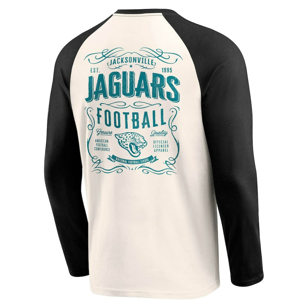 Jacksonville Jaguars Darius Rucker Collection Raglan Henley T-Shirt - Cream/Black - Fanatics