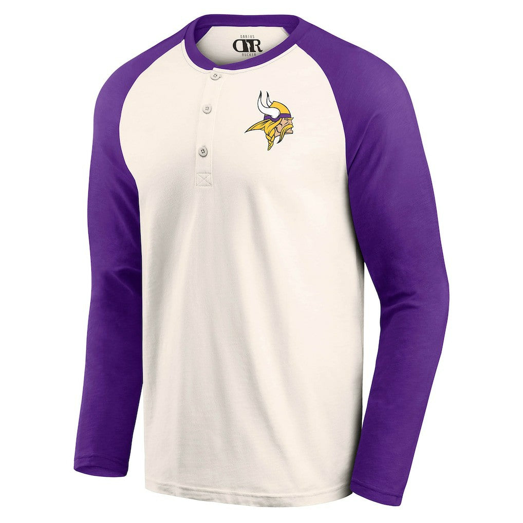 Minnesota Vikings Darius Rucker Collection Raglan Henley T-Shirt - Cream/Purple - Fanatics