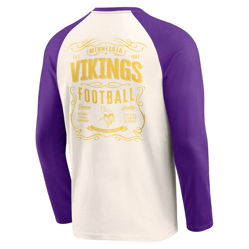 Minnesota Vikings Darius Rucker Collection Raglan Henley T-Shirt - Cream/Purple - Fanatics
