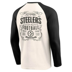 Pittsburgh Steelers Darius Rucker Collection Raglan Henley T-Shirt - Cream/Black - Fanatics