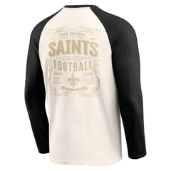 New Orleans Saints Darius Rucker Collection Raglan Henley T-Shirt - Cream/Black - Fanatics