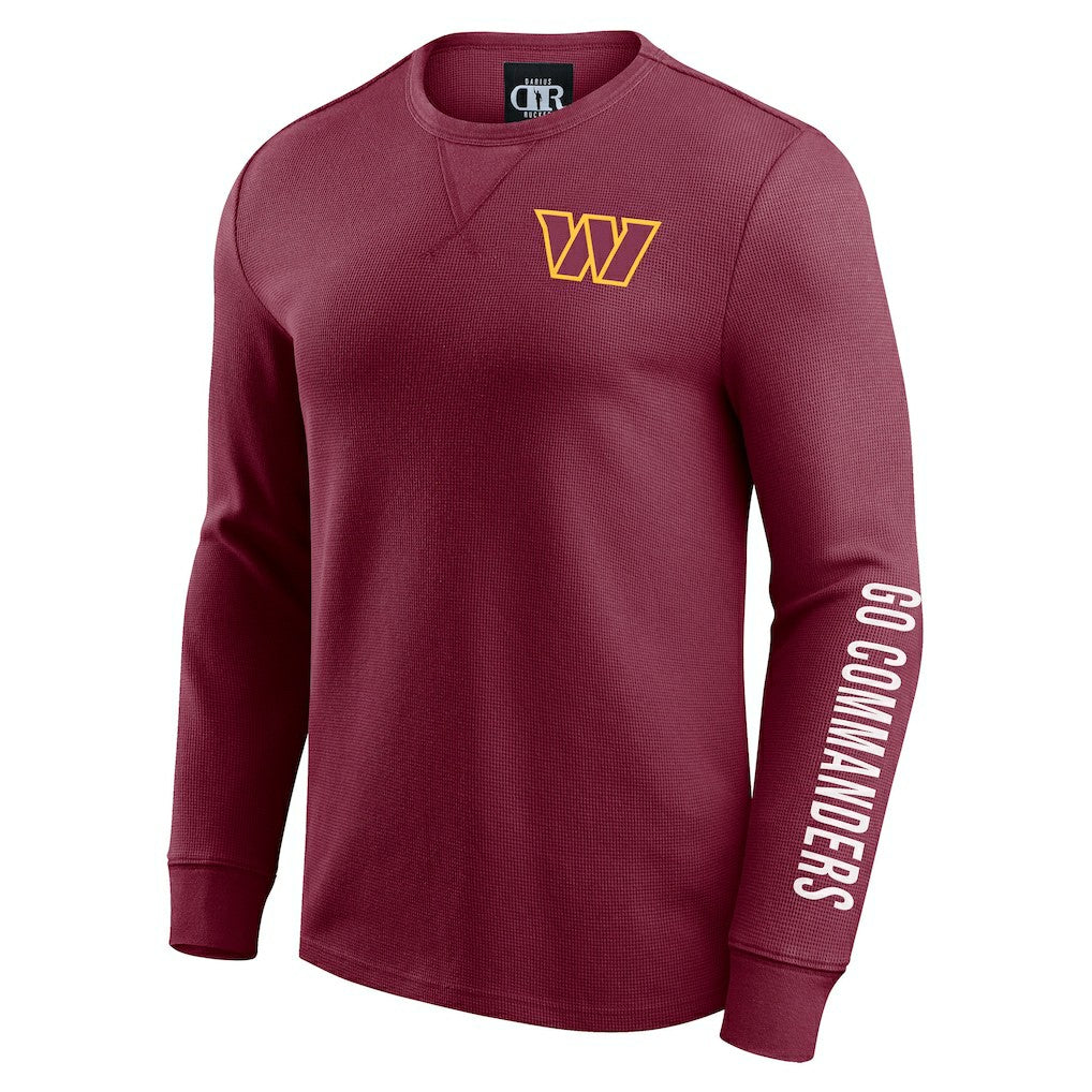 Washington Commanders Darius Rucker Collection Washed Waffle-Knit Long Sleeve T-Shirt - Burgundy - Fanatics
