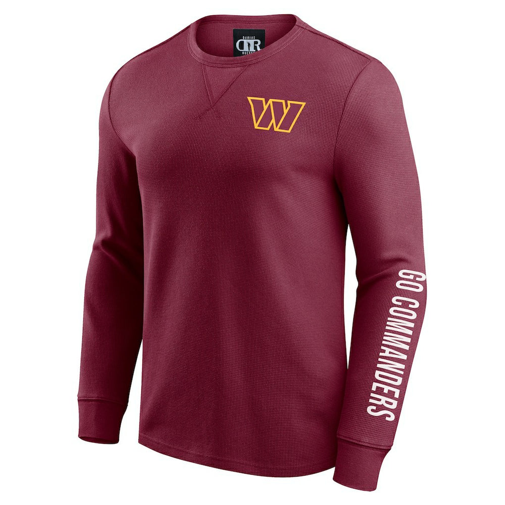 Washington Commanders Darius Rucker Collection Washed Waffle-Knit Long Sleeve T-Shirt - Burgundy - Fanatics
