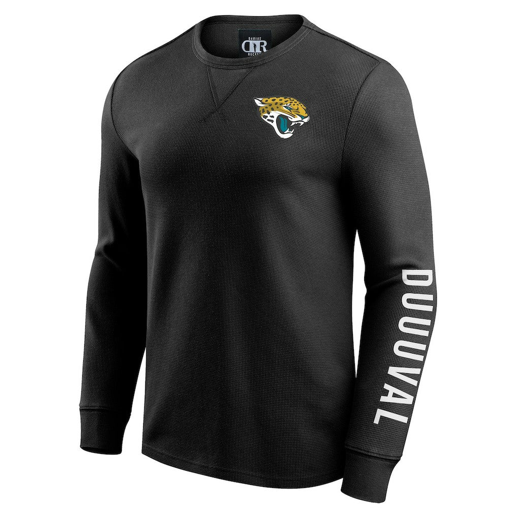 Jacksonville Jaguars Darius Rucker Collection Washed Waffle-Knit Long Sleeve T-Shirt - Black - Fanatics