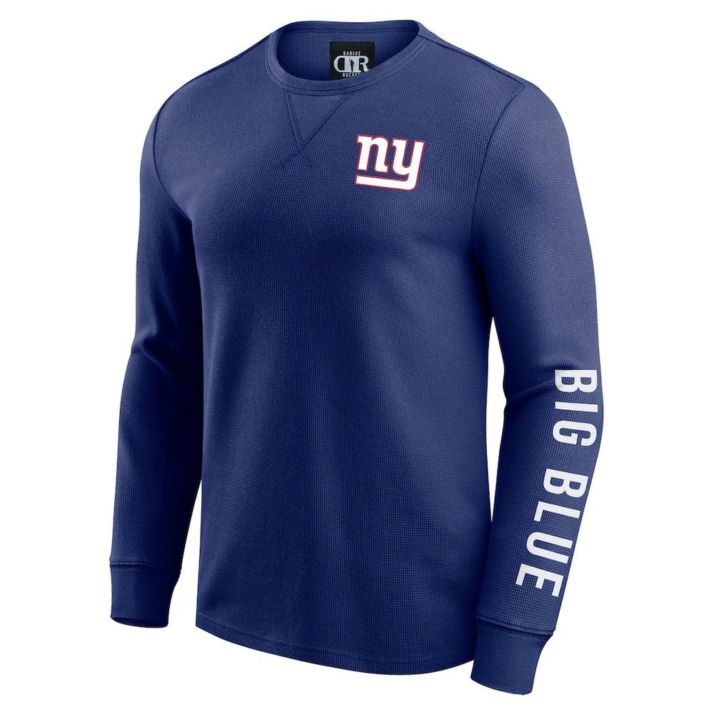 New York Giants Darius Rucker Collection Washed Waffle-Knit Long Sleeve T-Shirt - Royal - Fanatics