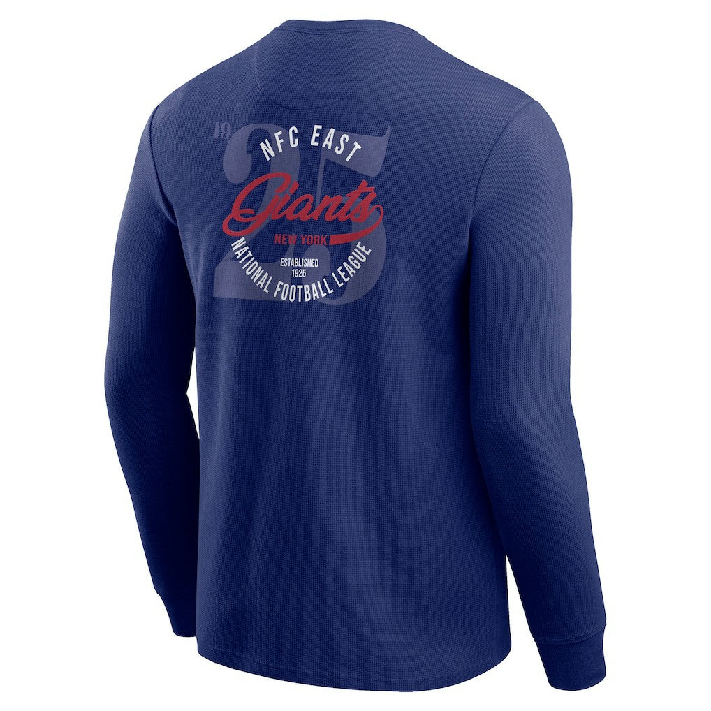 New York Giants Darius Rucker Collection Washed Waffle-Knit Long Sleeve T-Shirt - Royal - Fanatics