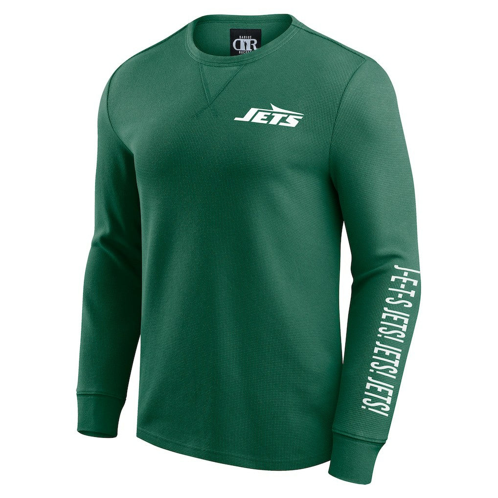 New York Jets Darius Rucker Collection Washed Waffle-Knit Long Sleeve T-Shirt - Green - Fanatics