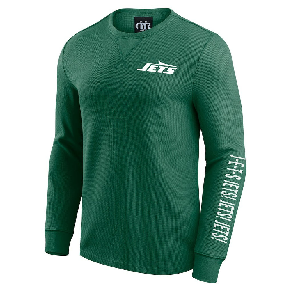 New York Jets Darius Rucker Collection Washed Waffle-Knit Long Sleeve T-Shirt - Green - Fanatics