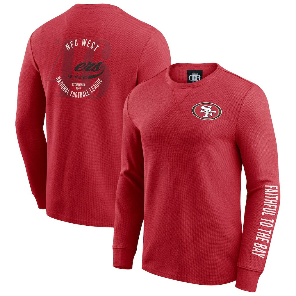 San Francisco 49ers Darius Rucker Collection Washed Waffle-Knit Long Sleeve T-Shirt - Scarlet - Fanatics