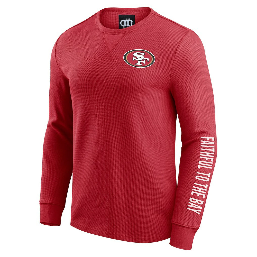 San Francisco 49ers Darius Rucker Collection Washed Waffle-Knit Long Sleeve T-Shirt - Scarlet - Fanatics