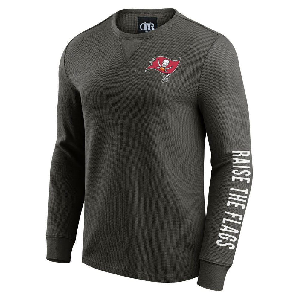 Tampa Bay Buccaneers Darius Rucker Collection Washed Waffle-Knit Long Sleeve T-Shirt - Pewter - Fanatics