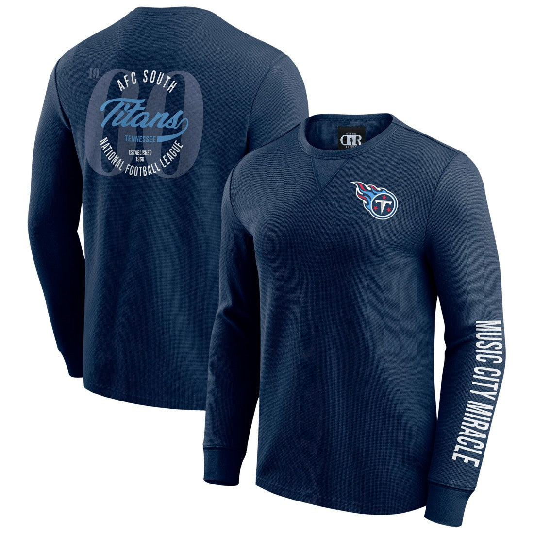 Tennessee Titans Darius Rucker Collection Washed Waffle-Knit Long Sleeve T-Shirt - Navy - Fanatics