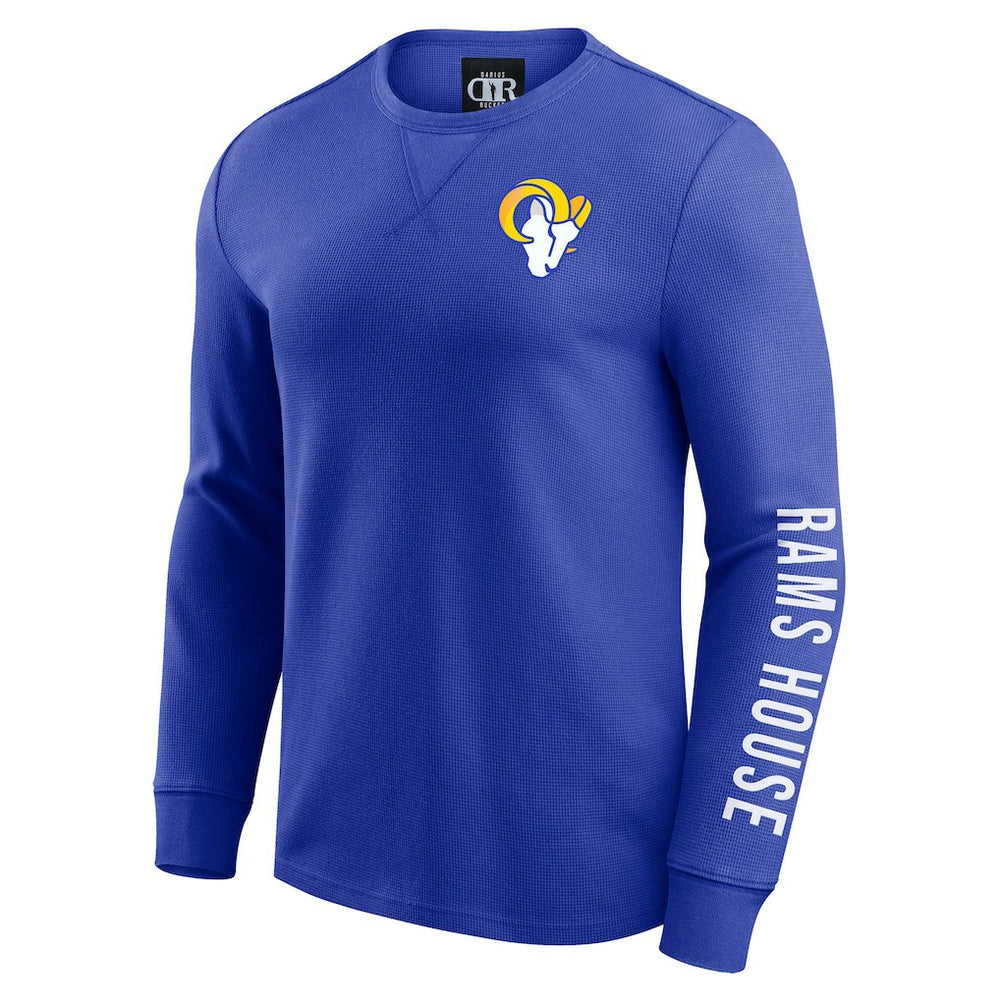Los Angeles Rams Darius Rucker Collection Washed Waffle-Knit Long Sleeve T-Shirt - Royal - Fanatics