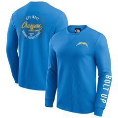 Los Angeles Chargers Darius Rucker Collection Washed Waffle-Knit Long Sleeve T-Shirt - Powder Blue - Fanatics