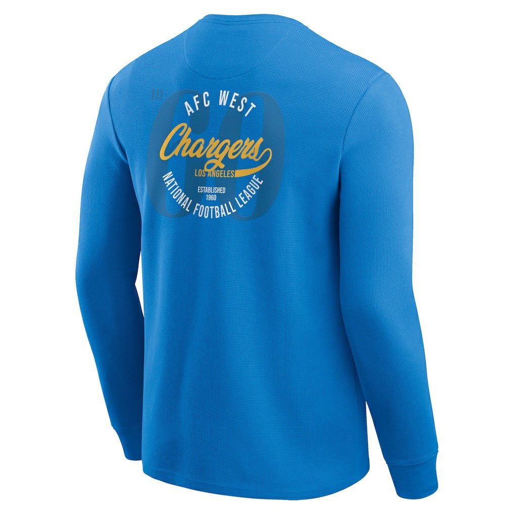 Los Angeles Chargers Darius Rucker Collection Washed Waffle-Knit Long Sleeve T-Shirt - Powder Blue - Fanatics
