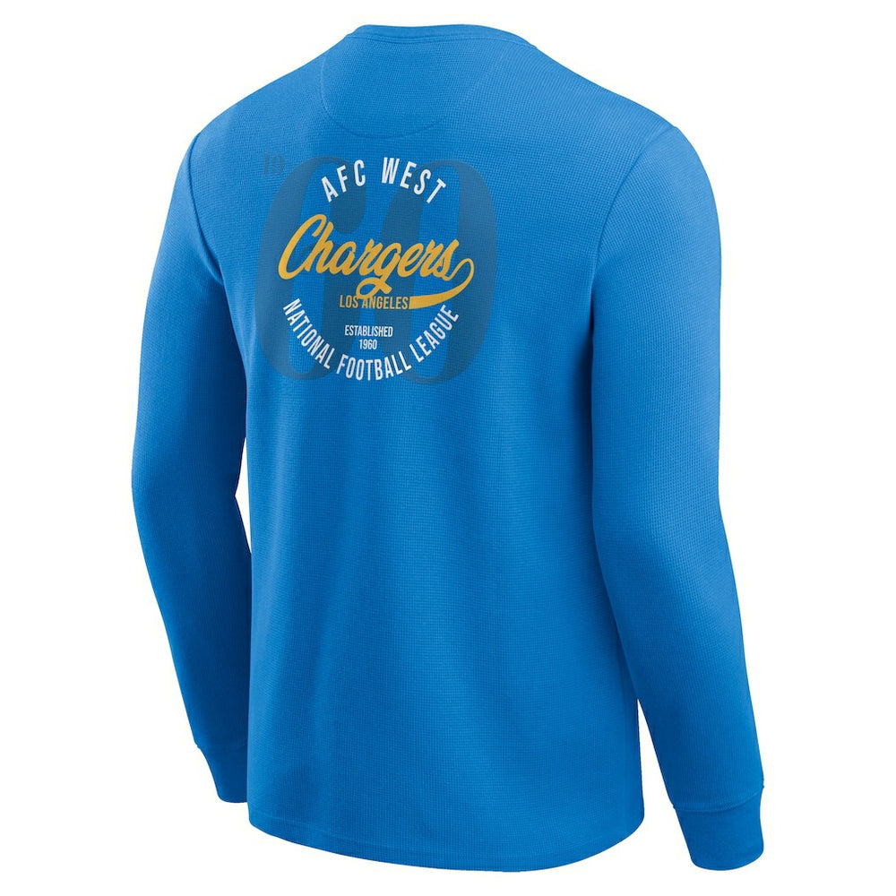 Los Angeles Chargers Darius Rucker Collection Washed Waffle-Knit Long Sleeve T-Shirt - Powder Blue - Fanatics