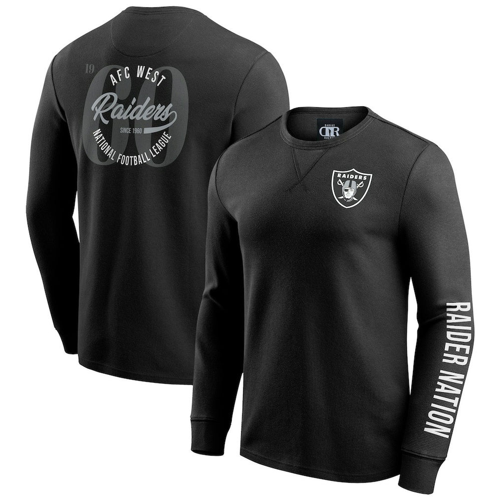 Las Vegas Raiders Darius Rucker Collection Washed Waffle-Knit Long Sleeve T-Shirt - Black - Fanatics