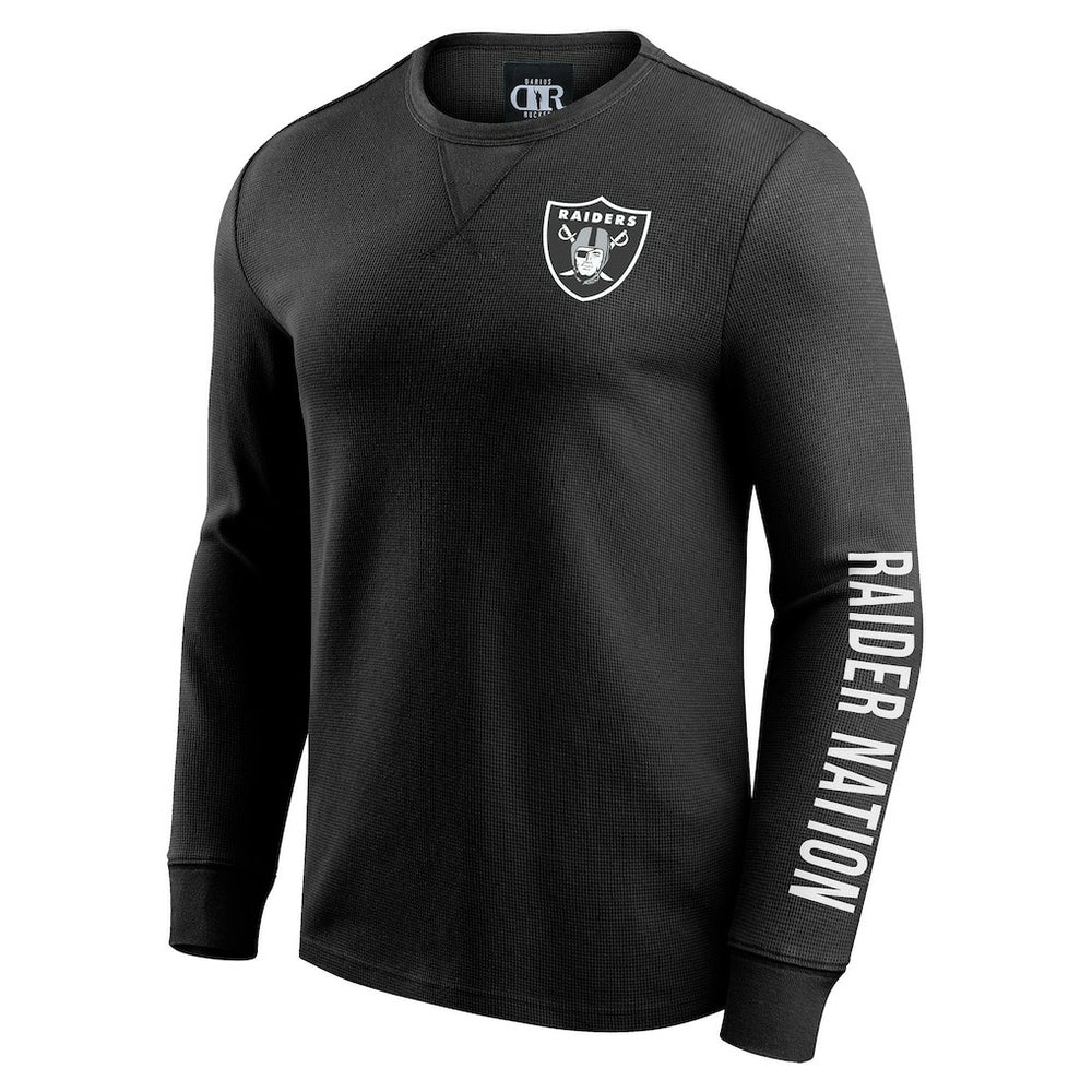 Las Vegas Raiders Darius Rucker Collection Washed Waffle-Knit Long Sleeve T-Shirt - Black - Fanatics
