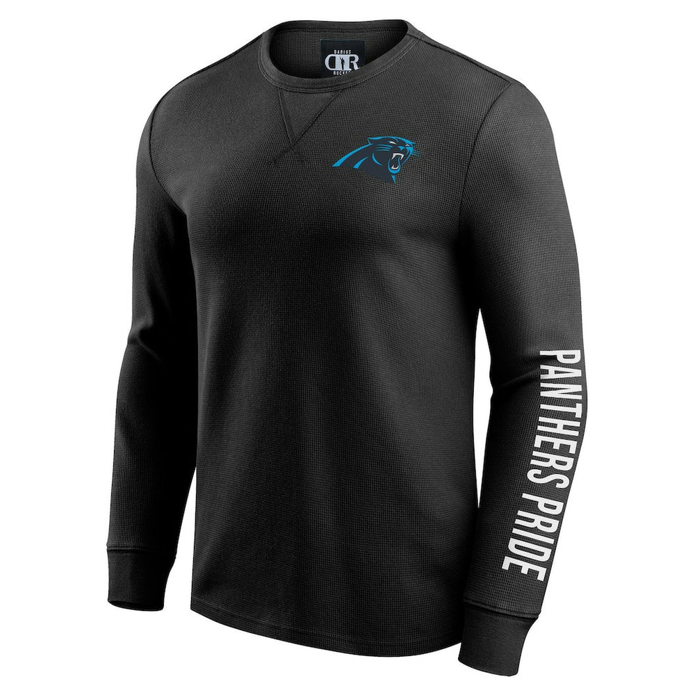 Carolina Panthers Darius Rucker Collection Washed Waffle-Knit Long Sleeve T-Shirt - Black - Fanatics