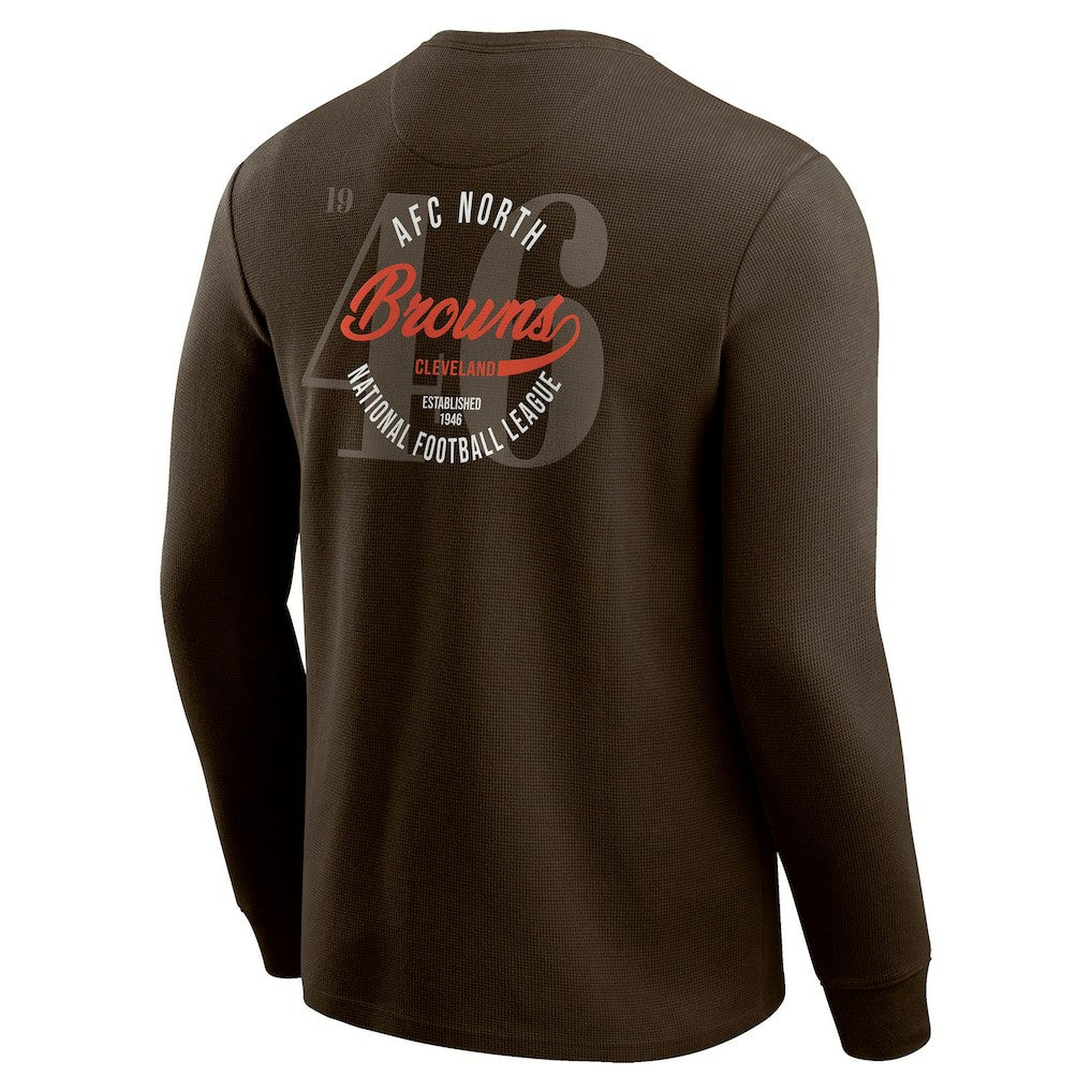 Cleveland Browns Darius Rucker Collection Washed Waffle-Knit Long Sleeve T-Shirt - Brown - Fanatics