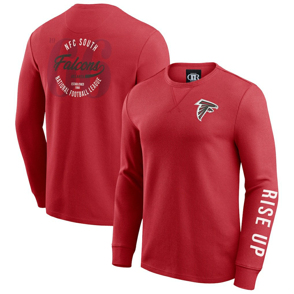 Atlanta Falcons Darius Rucker Collection Washed Waffle-Knit Long Sleeve T-Shirt - Red - Fanatics