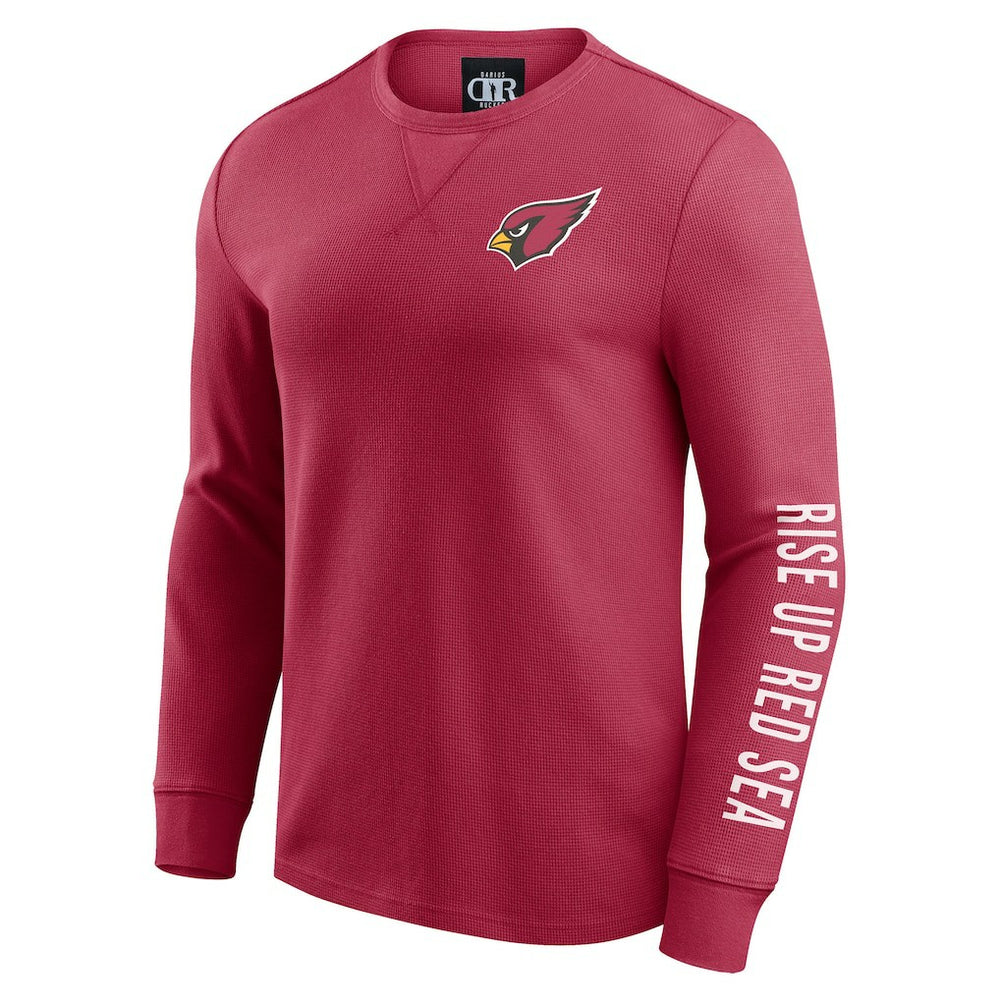 Arizona Cardinals Darius Rucker Collection Washed Waffle-Knit Long Sleeve T-Shirt - Red - Fanatics