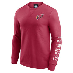 Arizona Cardinals Darius Rucker Collection Washed Waffle-Knit Long Sleeve T-Shirt - Red - Fanatics