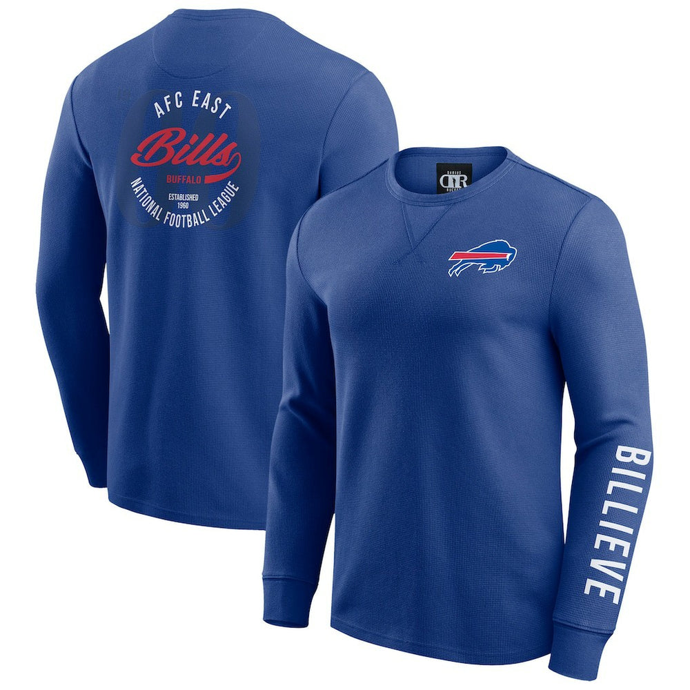 Buffalo Bills Darius Rucker Collection Washed Waffle-Knit Long Sleeve T-Shirt - Royal - Fanatics