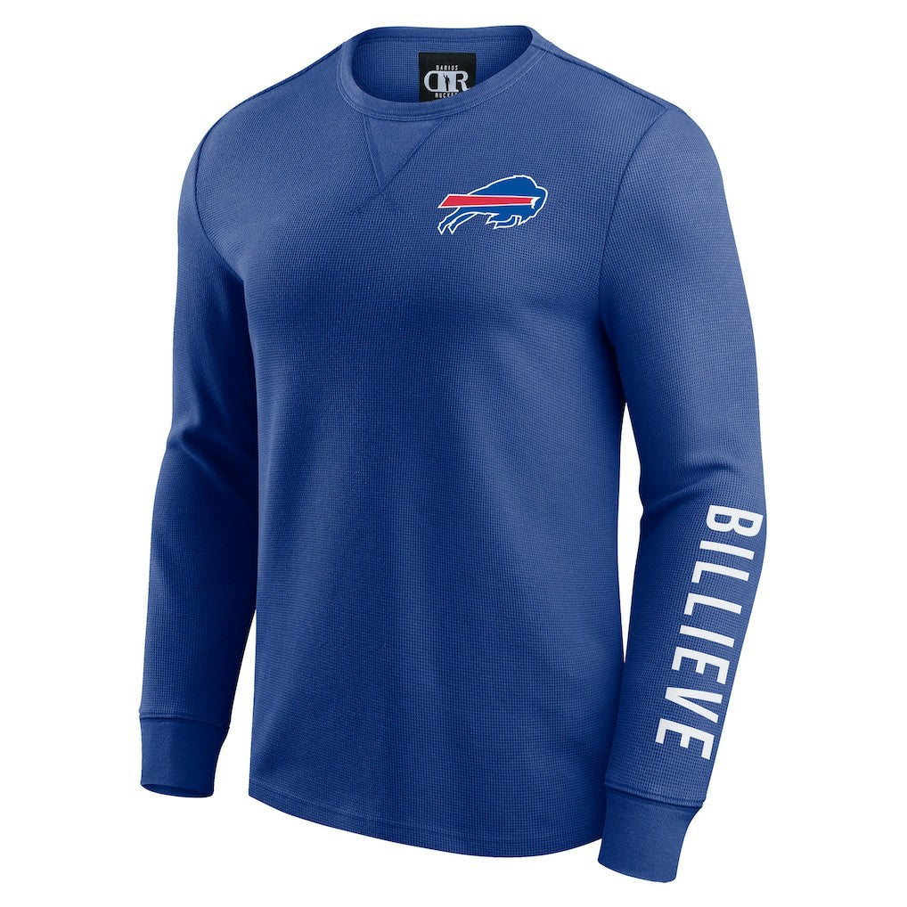Buffalo Bills Darius Rucker Collection Washed Waffle-Knit Long Sleeve T-Shirt - Royal - Fanatics