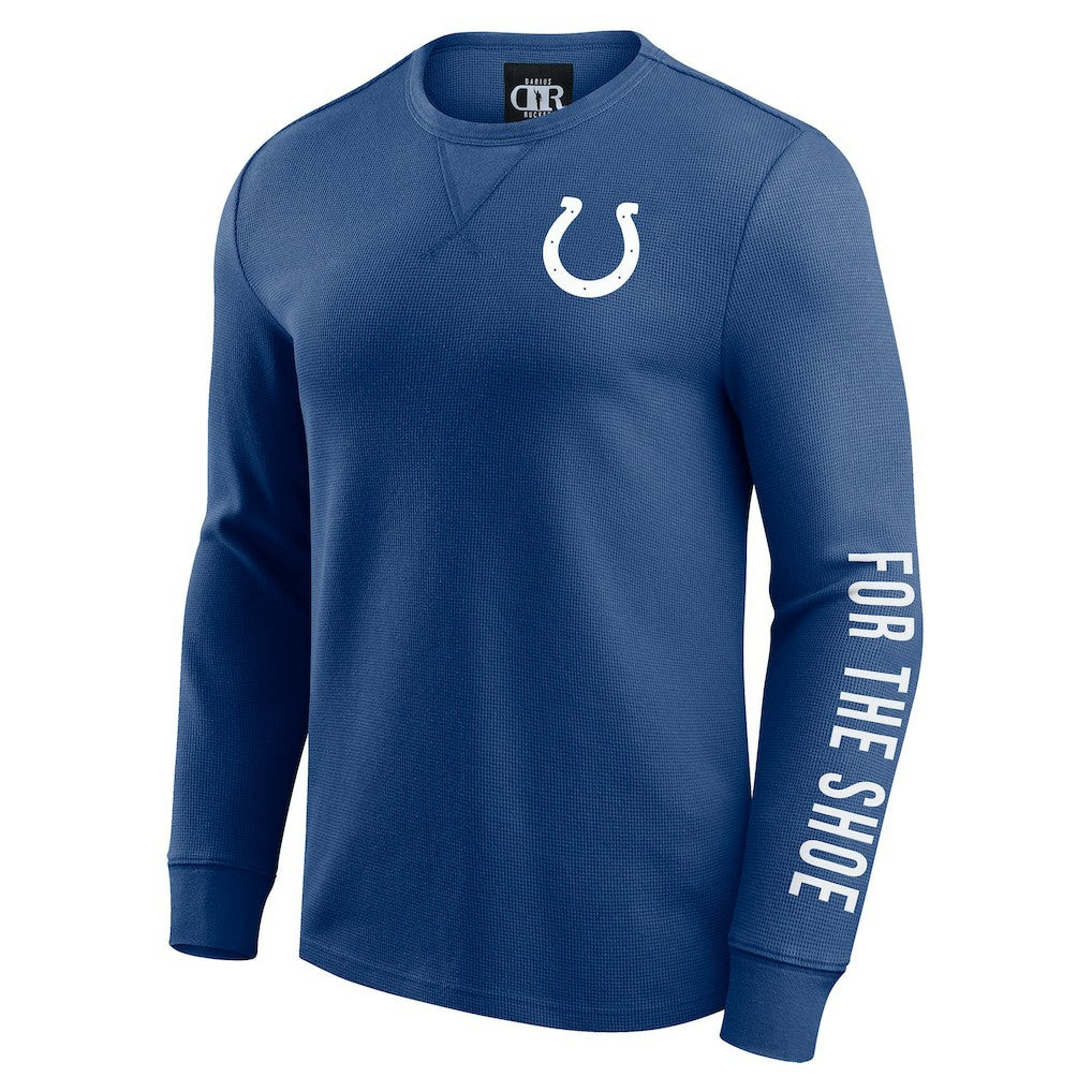 Indianapolis Colts Darius Rucker Collection Washed Waffle-Knit Long Sleeve T-Shirt - Royal - Fanatics