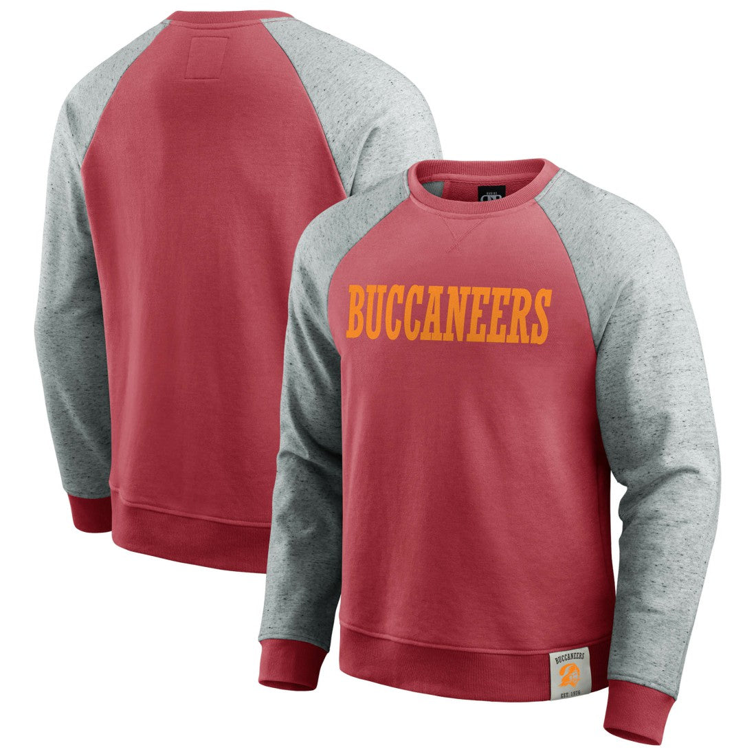 Tampa Bay Buccaneers Darius Rucker Collection Throwback Color Block Raglan Pullover Sweatshirt - Red/Heather Gray - Fanatics